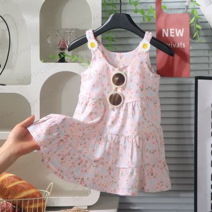 Toddler Girl Floral Tiered Dress - Pink - 10-11T - image 5