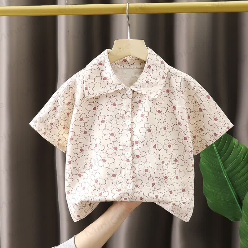 Toddler Boy Short Sleeve Printed Shirt - Beige - 10-11T - image 2