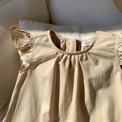 Toddler Girl Solid Color Ruffle Flutter Sleeve Dress - image 7