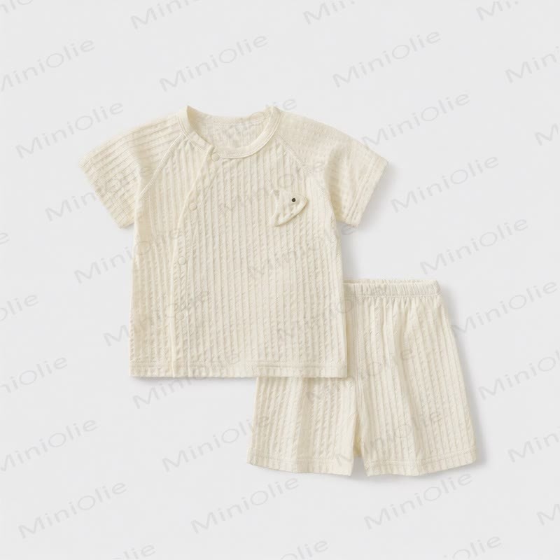Baby Solid Color Short-Sleeve Set - White - 3-4T - image 4