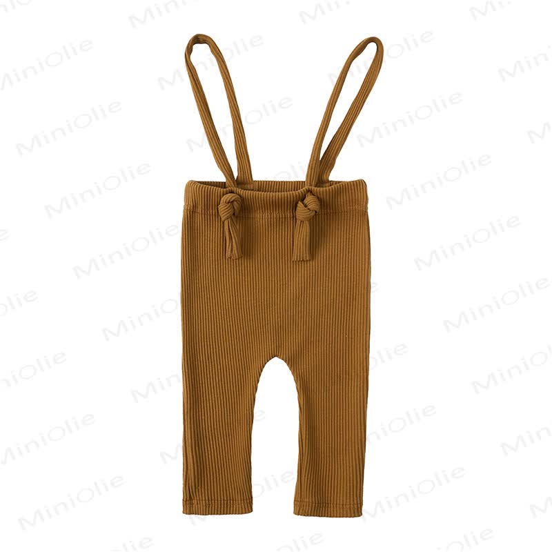 Baby Cotton Ribbed Suspender Pants - Brown - 18-24M - image 4
