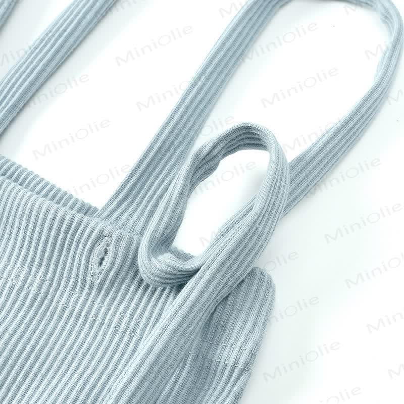 Baby Cotton Ribbed Suspender Pants - image 7