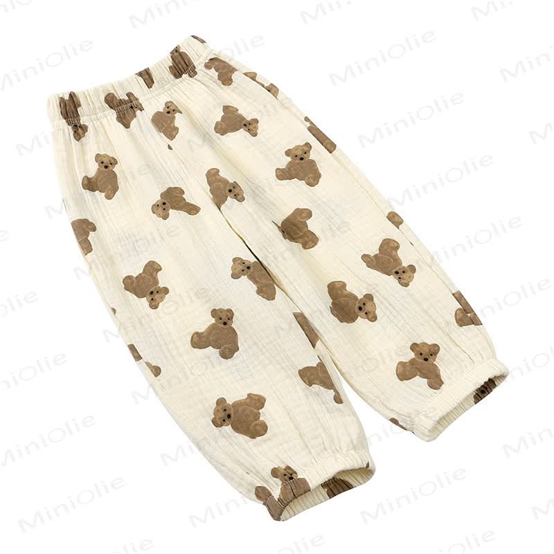 Kids Tales Toddler Floral Cotton Balloon Pants - Beige Bear - 8-9T - image 3