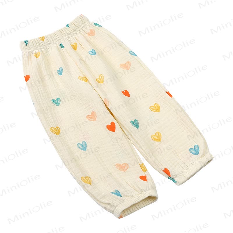 Kids Tales Toddler Floral Cotton Balloon Pants - Beige Heart - 8-9T - image 4