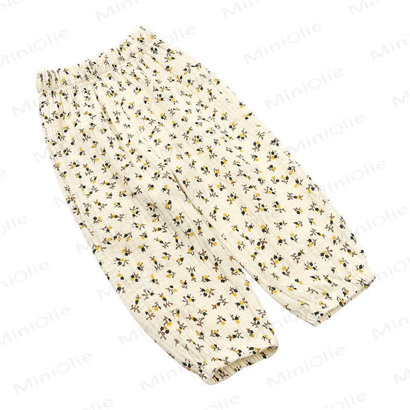 Kids Tales Toddler Floral Cotton Balloon Pants - Beige Flower - 8-9T - image 6
