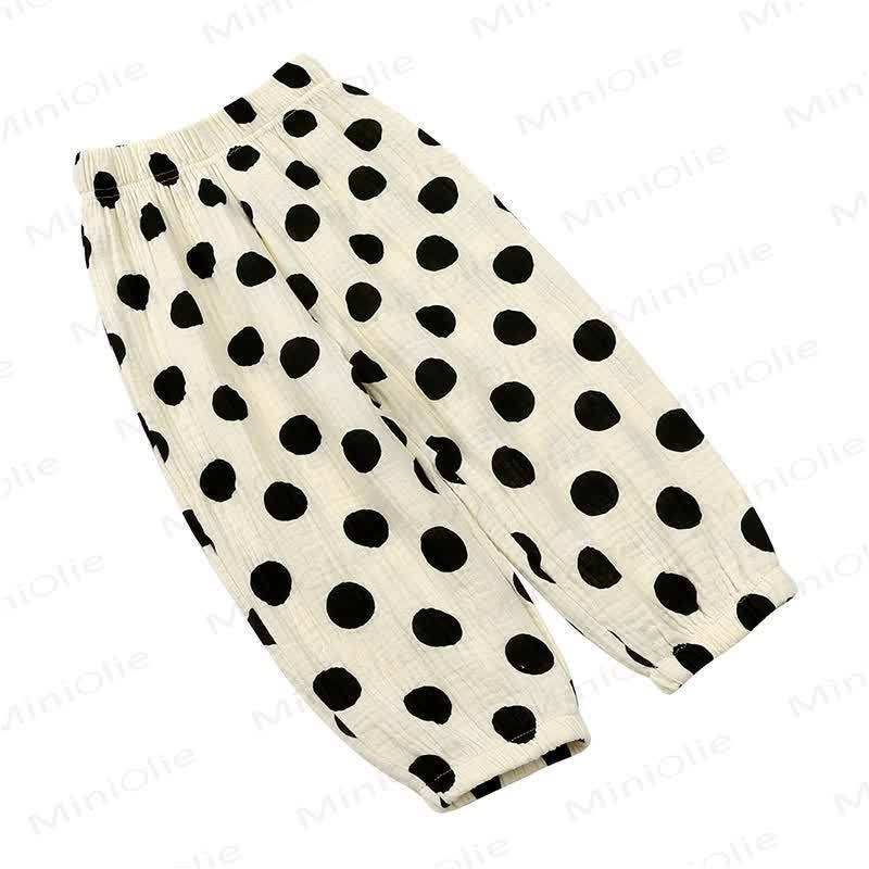 Kids Tales Toddler Floral Cotton Balloon Pants - Black Dot - 8-9T - image 9