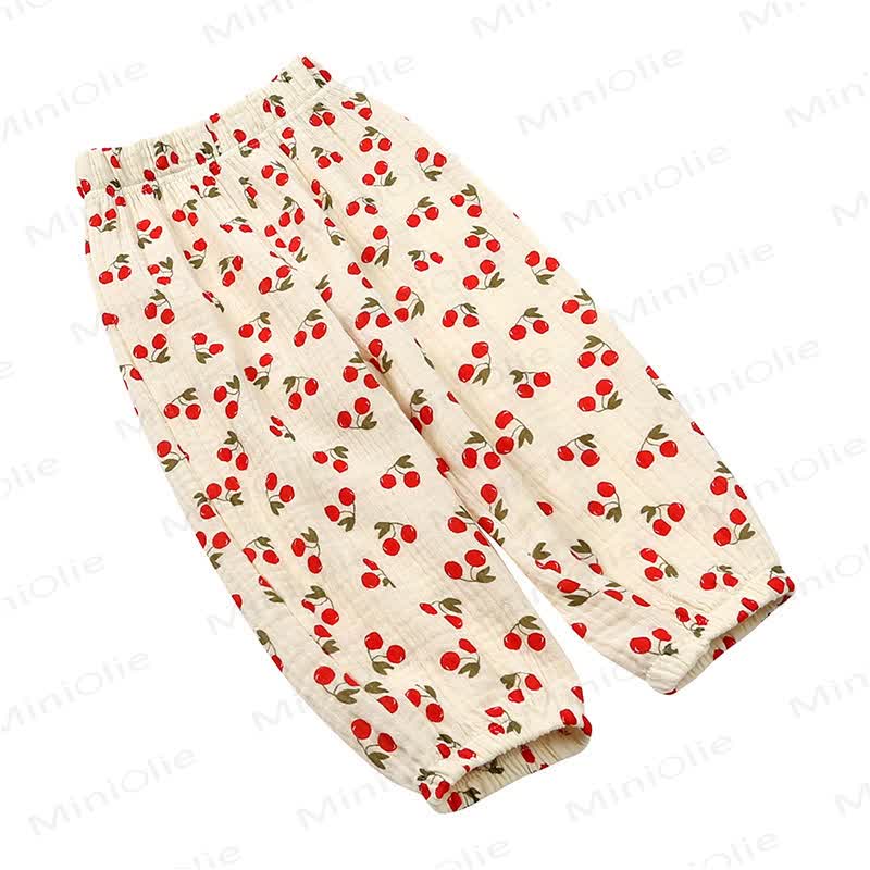 Kids Tales Toddler Floral Cotton Balloon Pants - Beige Cherry - 8-9T - image 10