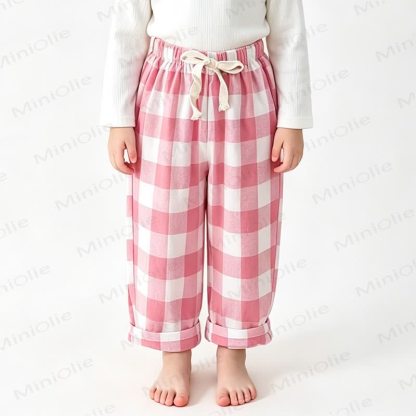 Toddler Cotton Plaid Pants - Pink - 8-9T - image 3