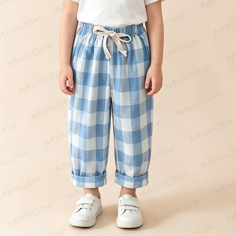 Toddler Cotton Plaid Pants - Blue - 8-9T - image 6