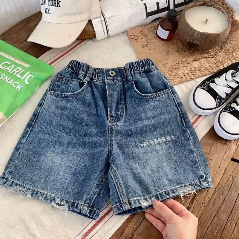 Toddler Kid Washed Denim Solid Navy Shorts - Navy - 10-11T - image 1