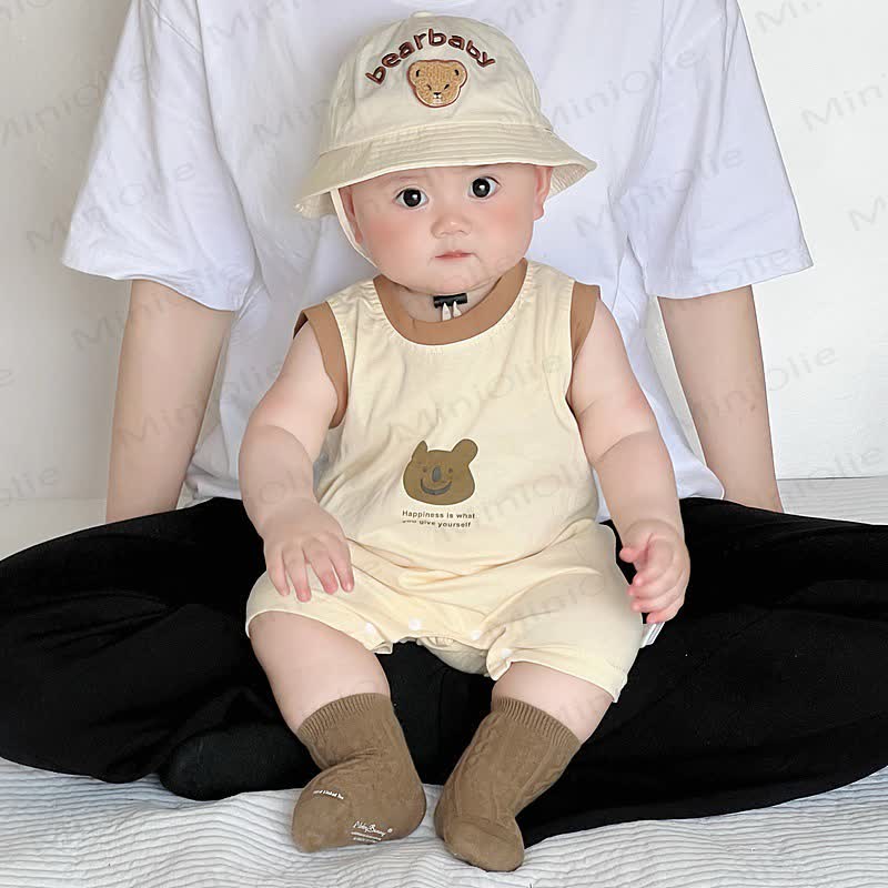 Baby Cotton Bear Print Romper - Beige - 2-3T - image 2
