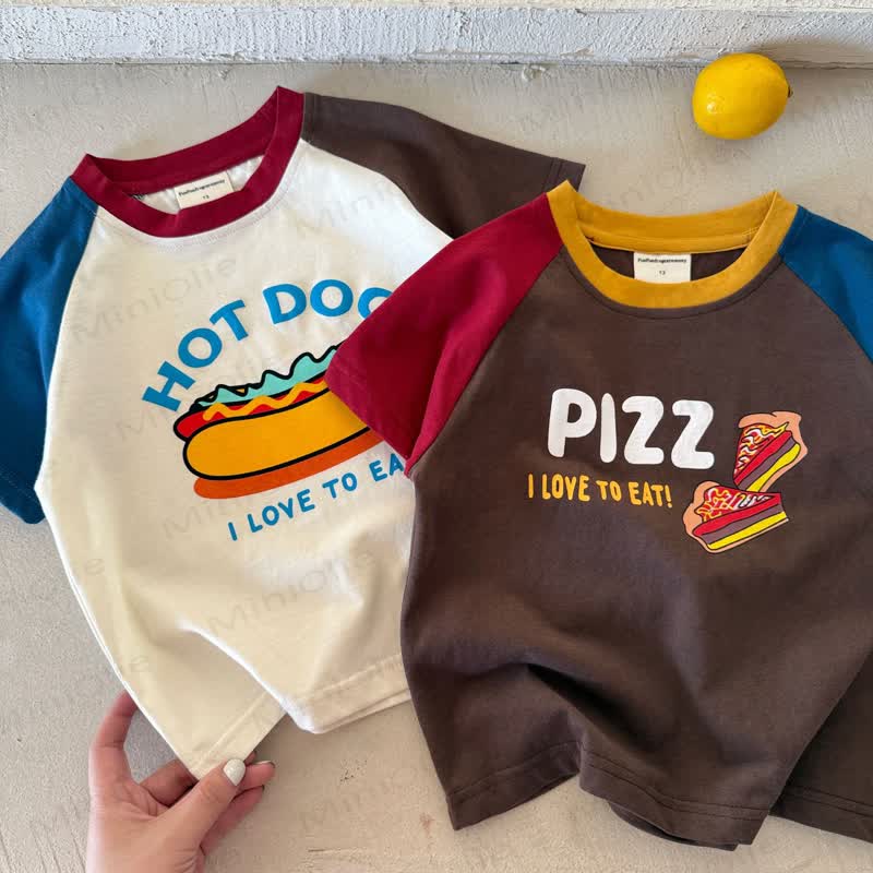  Toddler Cotton Food Print Color Block T-Shirt - image 1