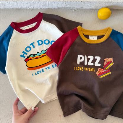  Toddler Cotton Food Print Color Block T-Shirt - image 1