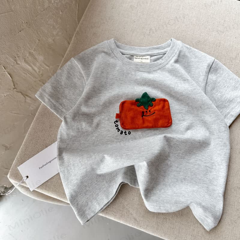 Toddler Cotton Fruit Embroidery T-Shirt - Grey - 8-9T - image 2