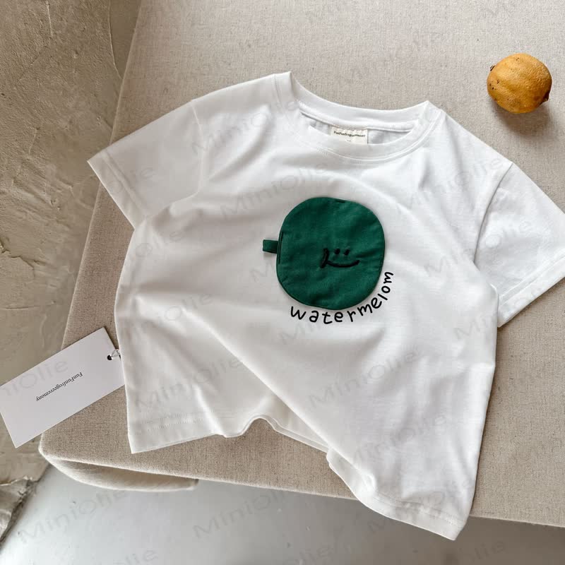 Toddler Cotton Fruit Embroidery T-Shirt - White - 8-9T - image 3