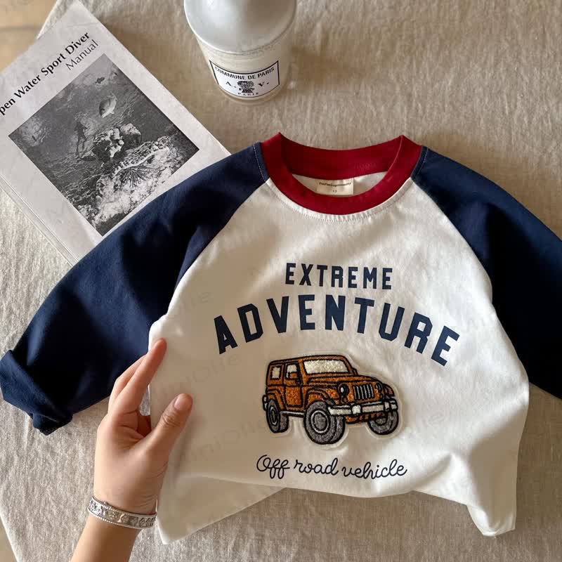 Toddler Kid Cotton Cartoon Embroidery Long Sleeve Top - Navy - 8-9T - image 4