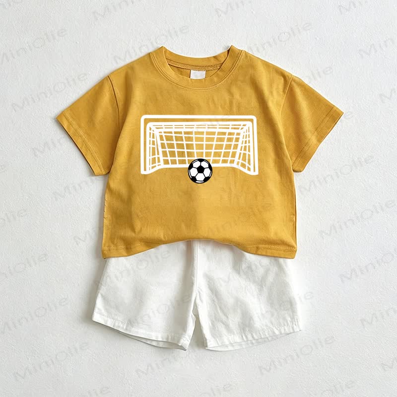 Baby Soccer Net Tee and Shorts 2-Piece Set - Yellow&White - 3-5T - image 1