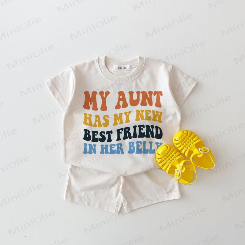 MY AUNT HAS MY NEW BEST FRIEND IN HER BELLY Baby 2-piece White Set - White - 18-24M - image 1