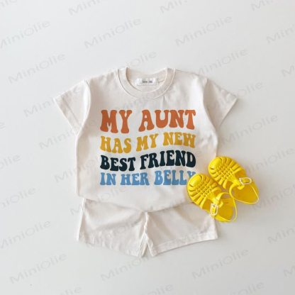 MY AUNT HAS MY NEW BEST FRIEND IN HER BELLY Baby 2-piece White Set - White - 18-24M - image 1