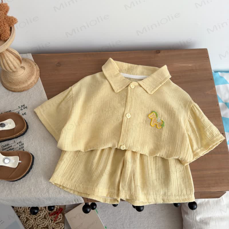 Toddler Linen Polo Shirt and Shorts 2-piece et - image 4