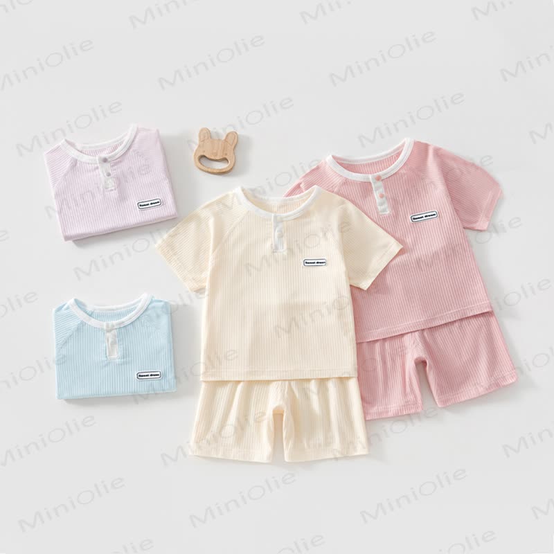 Toddler Baby Ribbed Summer Top and Shorts 2-piece Set - image 1