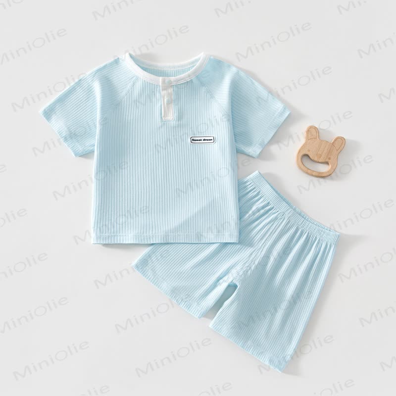 Toddler Baby Ribbed Summer Top and Shorts 2-piece Set - Blue - 4-5T - image 4