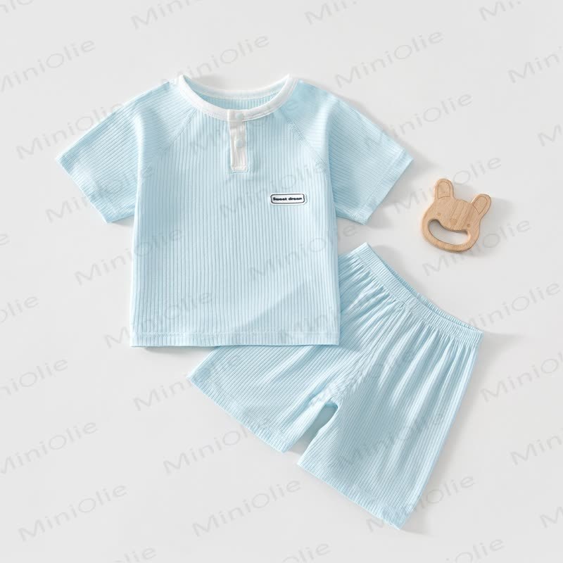 Toddler Baby Ribbed Summer Top and Shorts 2-piece Set - Blue - 4-5T - image 4