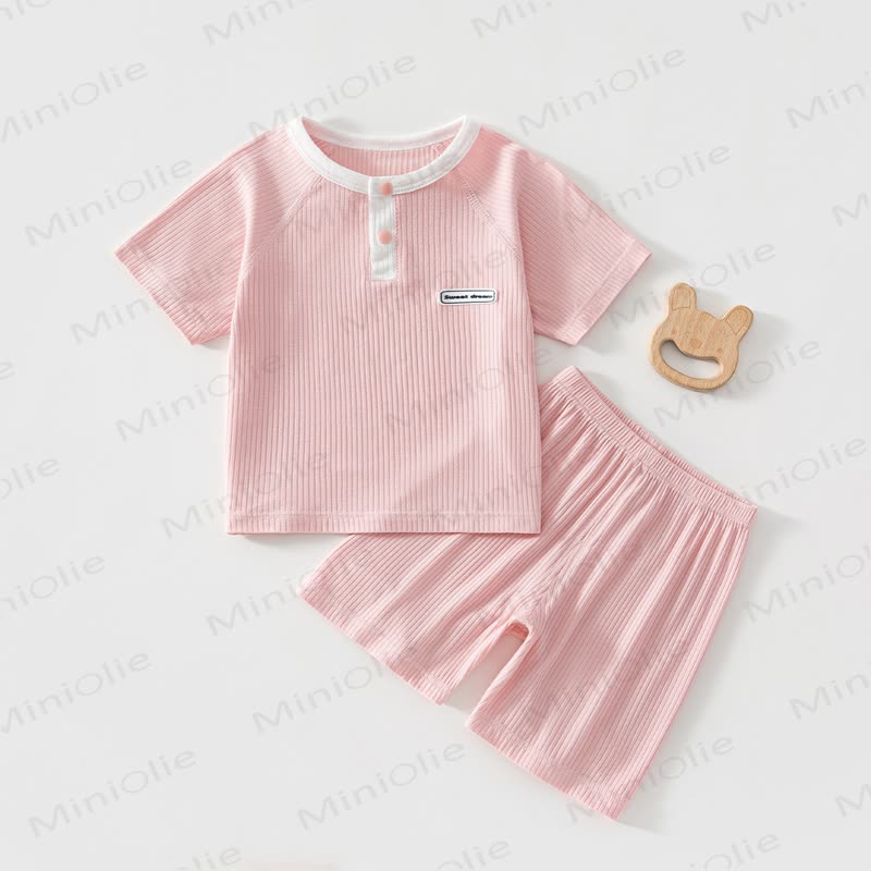 Toddler Baby Ribbed Summer Top and Shorts 2-piece Set - Pink - 4-5T - image 3