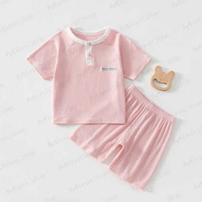 Toddler Baby Ribbed Summer Top and Shorts 2-piece Set - Pink - 4-5T - image 3