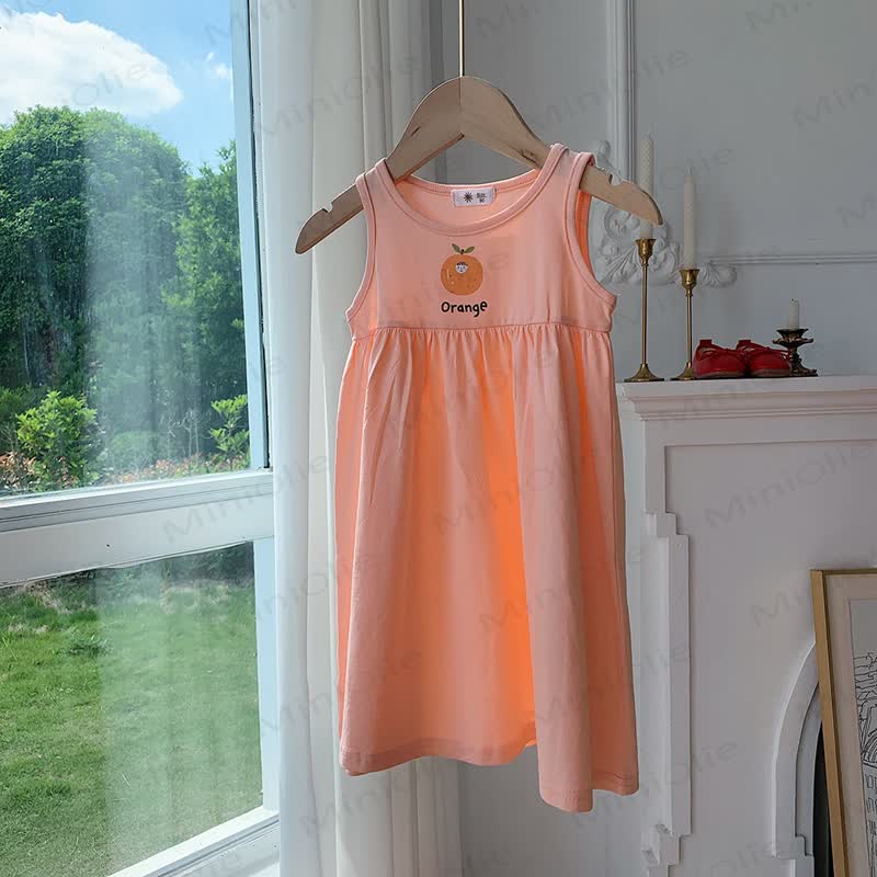 Toddler Girl Fruit Embroidered Sleeveless Dress - Pink - 8-9T - image 3