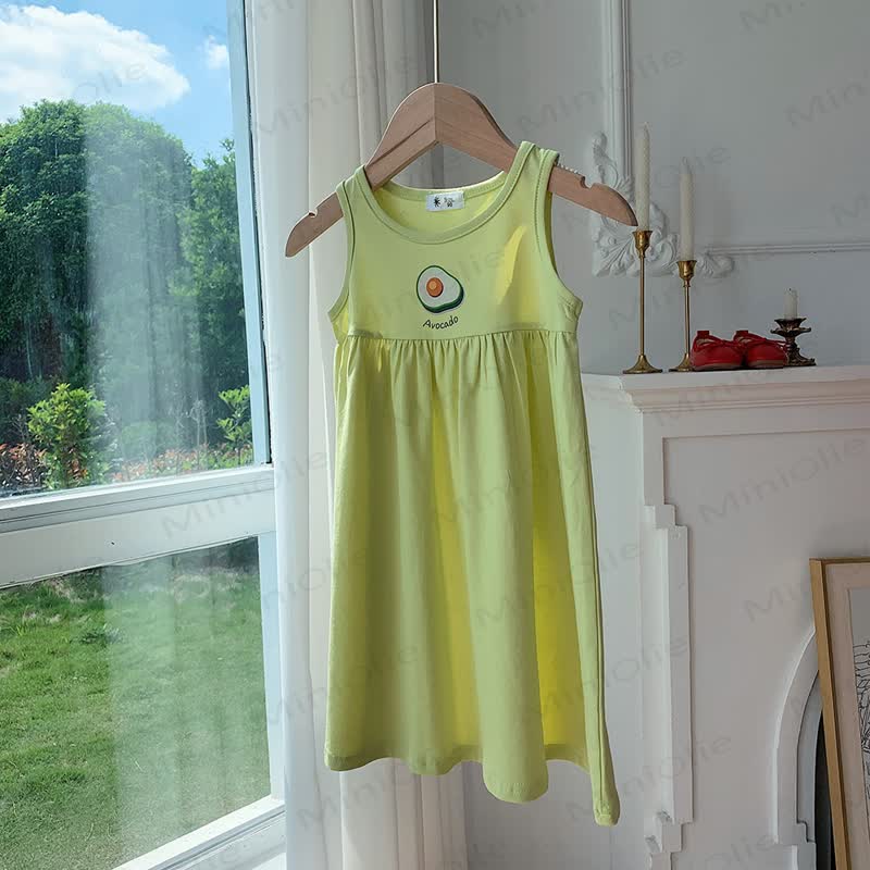Toddler Girl Fruit Embroidered Sleeveless Dress - Green - 8-9T - image 4