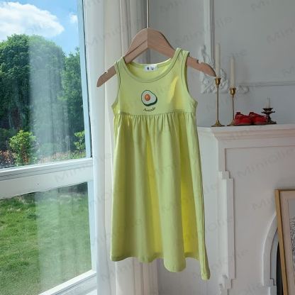 Toddler Girl Fruit Embroidered Sleeveless Dress - Green - 8-9T - image 4