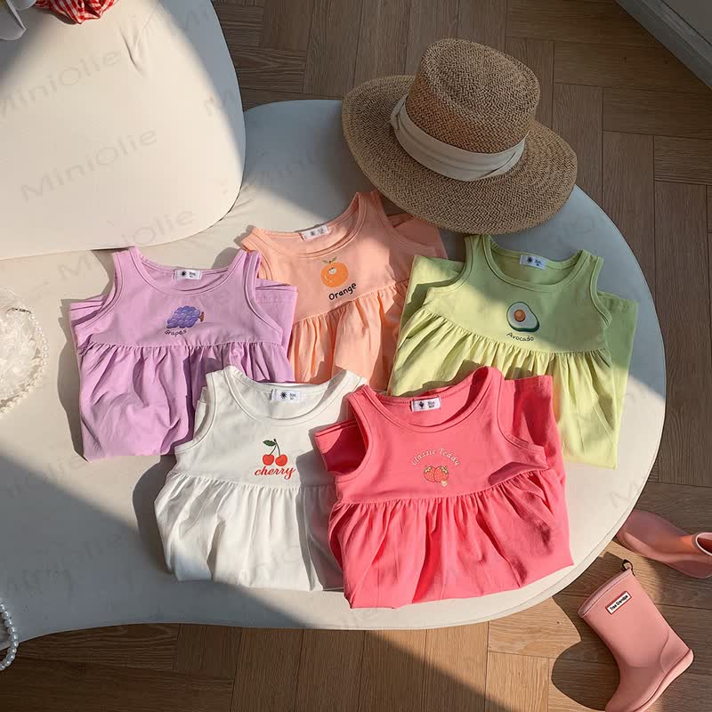 Toddler Girl Fruit Embroidered Sleeveless Dress - image 8