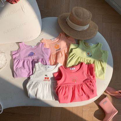 Toddler Girl Fruit Embroidered Sleeveless Dress - image 8