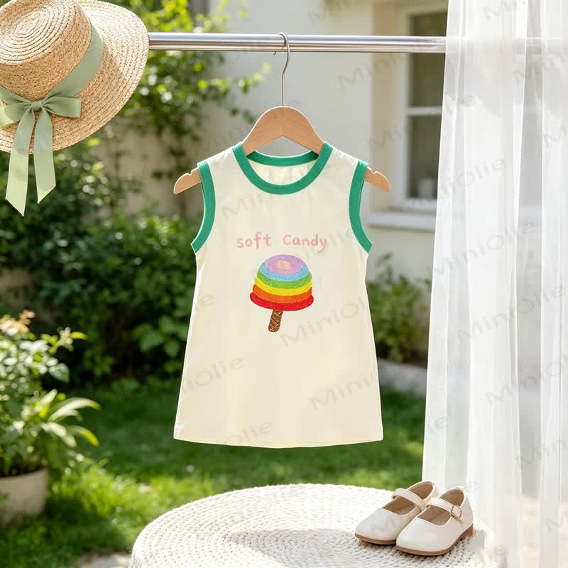 Toddler Baby Girl Cartoon Print Sleeveless Dress - Green - 8-9T - image 4