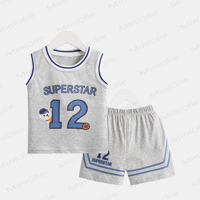 Baby Toddler Sport Mesh Tank Top and Shorts 2-piece Set - Grey - 6-7T - image 2