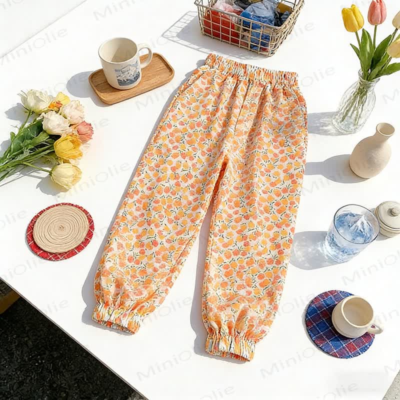 Toddler Cotton Elastic Waist Pants - Orange - 8-9T - image 5