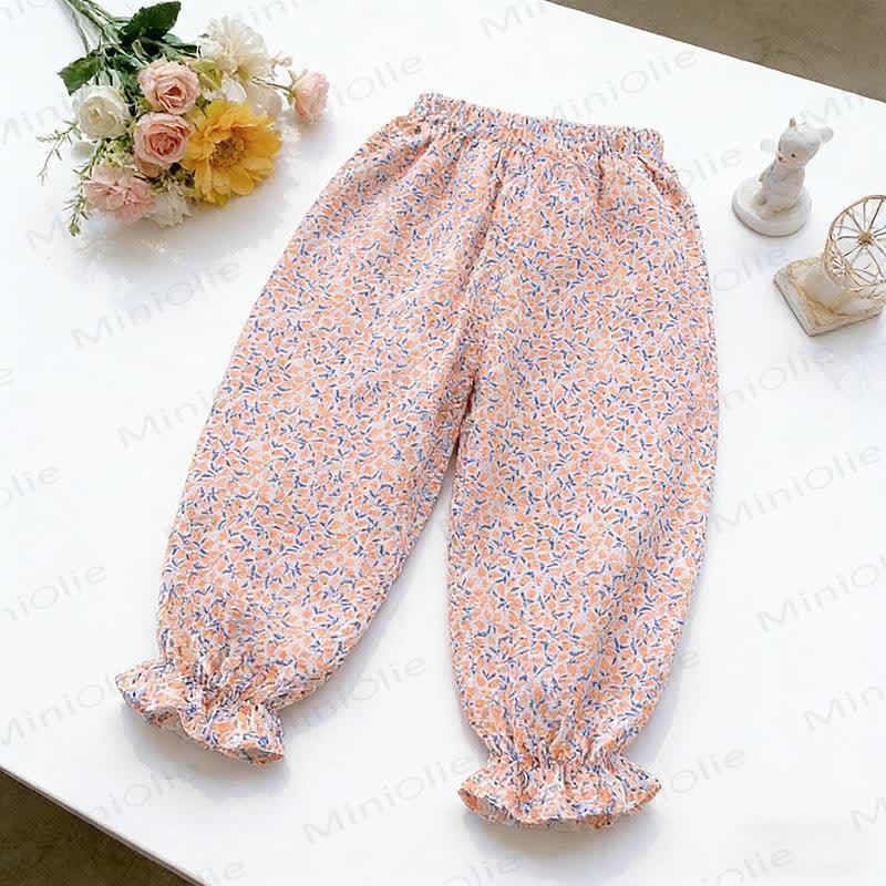 Toddler Cotton Elastic Waist Pants - Red Flower - 8-9T - image 7