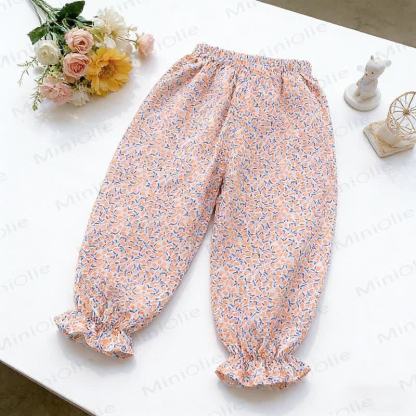 Toddler Cotton Elastic Waist Pants - Red Flower - 8-9T - image 7