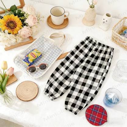 Toddler Cotton Elastic Waist Pants - Black Plaid - 8-9T - image 11