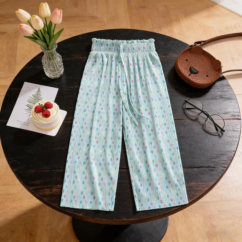 Toddler Girls Wide Leg Pants - Blue - 8-9T - image 5