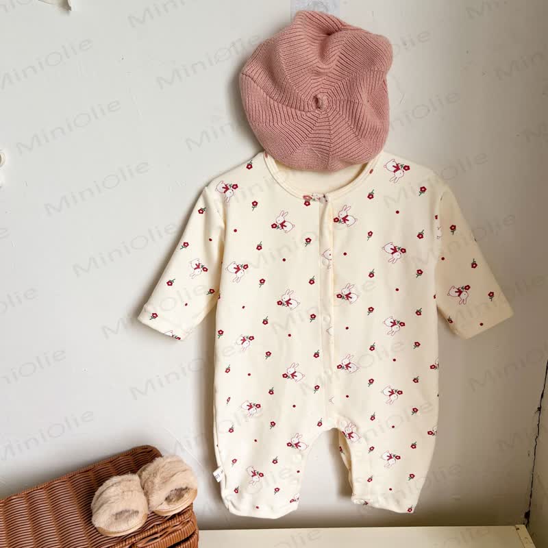 Baby Pure Cotton Snap Front Romper - Beige - 18-24M - image 3