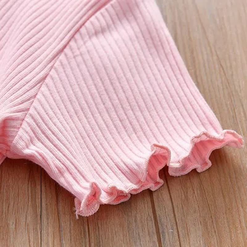 Toddler Baby Girl Ribbed Animal Embroidered Ruffle Trim T-Shirt - image 11