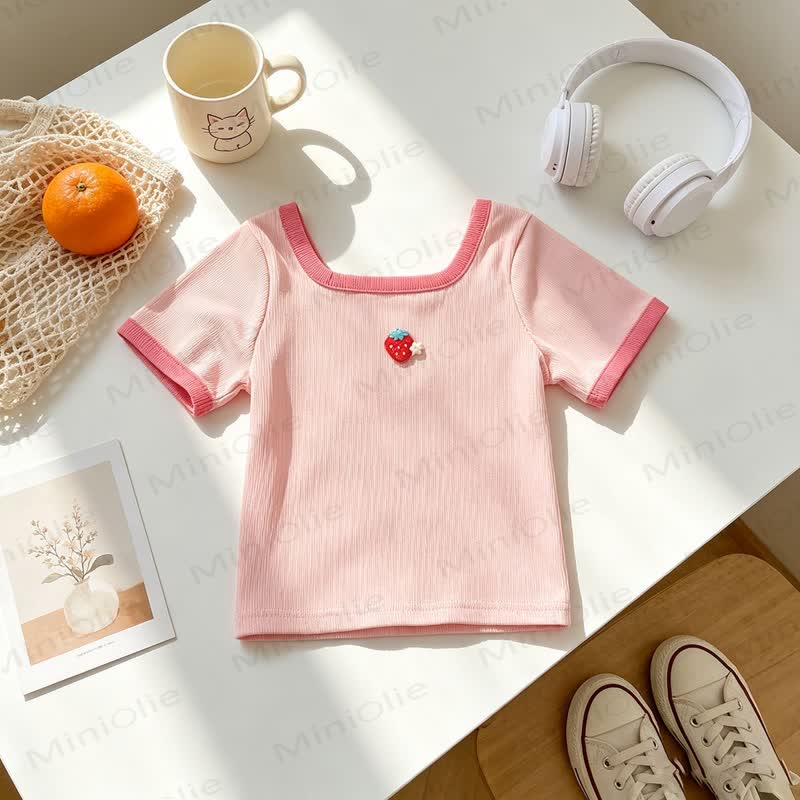 Toddler Baby Girls Flower/Fruit Patch T-Shirt - Pink - 6-7T - image 3