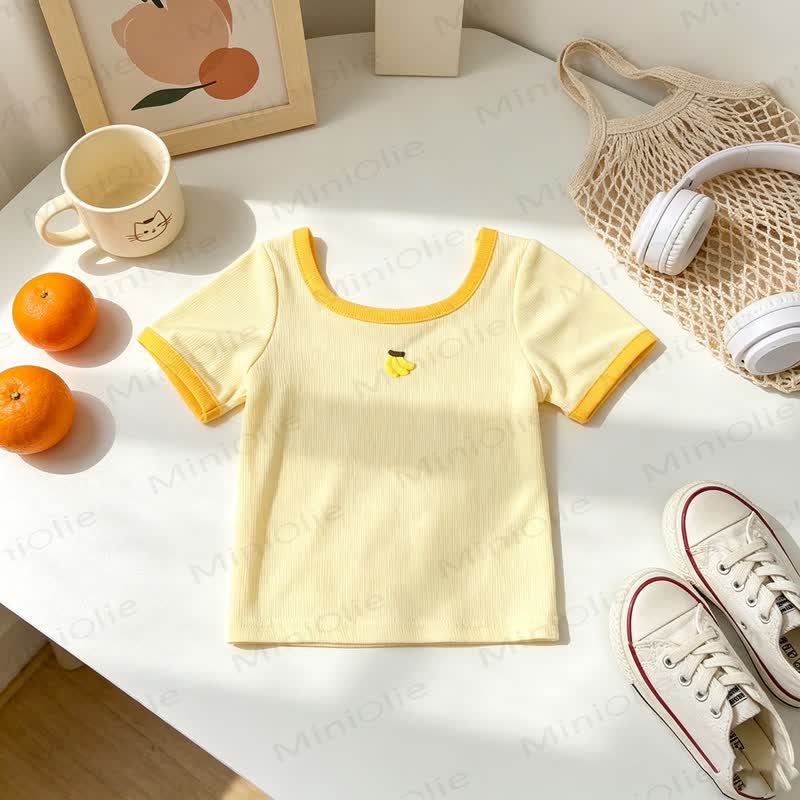 Toddler Baby Girls Flower/Fruit Patch T-Shirt - Yellow - 6-7T - image 5