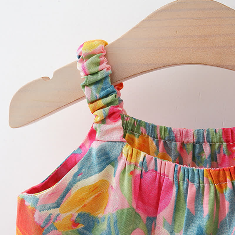 Baby Toddler Girl Tulip Print Tiered Summer Dress with Hat - image 3