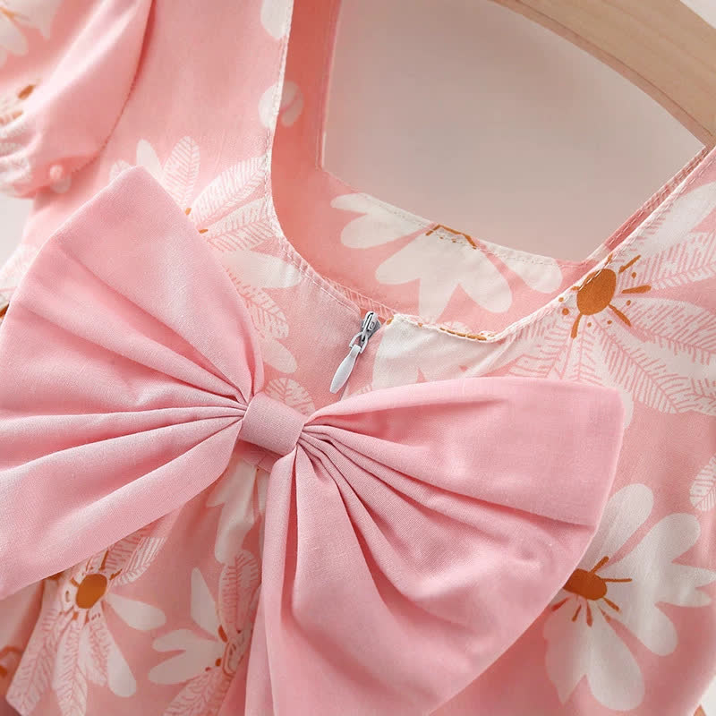 Toddler Baby Girl Daisy Print Bow Puff Sleeve Dress - image 9