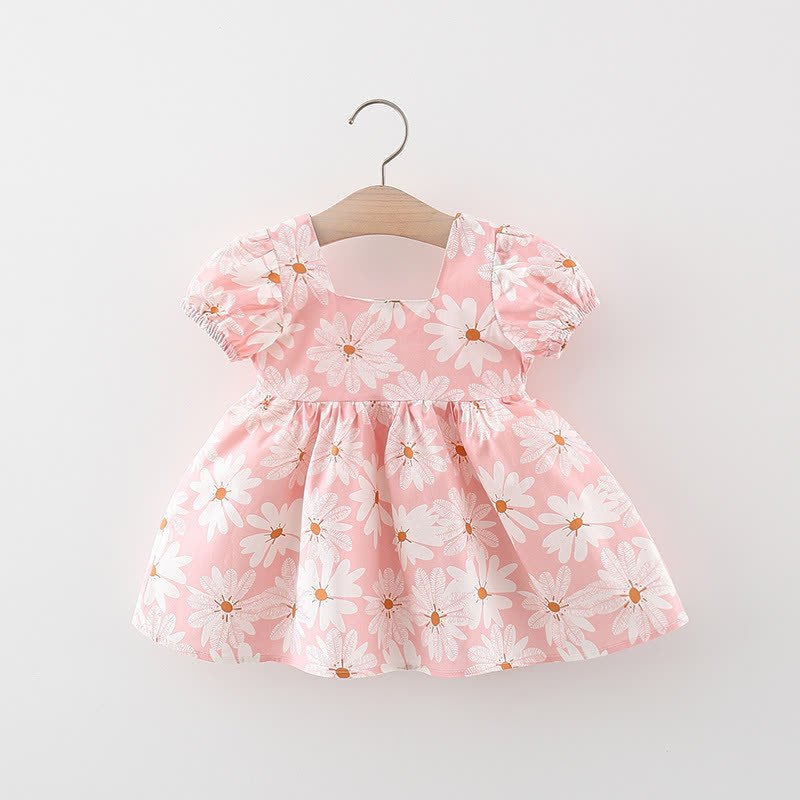 Toddler Baby Girl Daisy Print Bow Puff Sleeve Dress - image 5