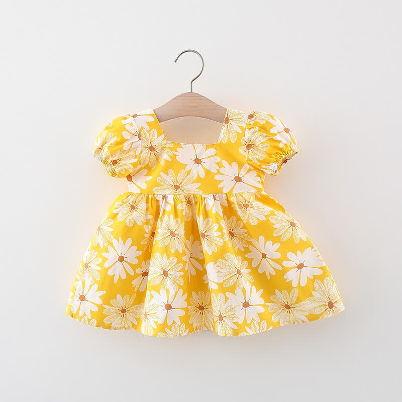 Toddler Baby Girl Daisy Print Bow Puff Sleeve Dress - image 6