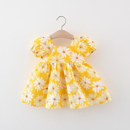 Toddler Baby Girl Daisy Print Bow Puff Sleeve Dress - image 6